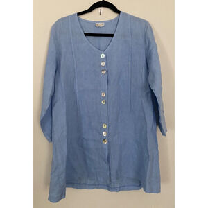 Habitat Linen Tunic Top Womens S Periwinkle Blue Boho Lagenlook Artsy USA